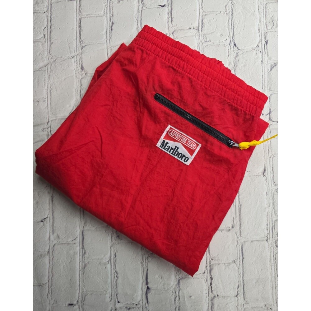 Vintage Marlboro Adventure Men's Large Red Nylon Windbreaker Pants